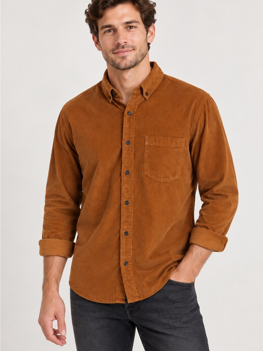 Alpine Design Men’s  Brown Corduroy Button Down Shirt Medium Organic Cotton NWT